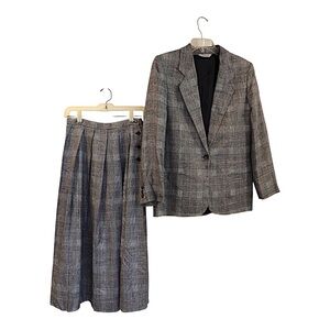 Vintage Richard Evans Plaid Blazer and MIDI Skirt Set